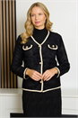 Black Julianna Fluffy Button Knit Cardigan , Image 1 of 3