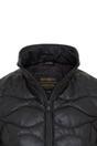 Black Infinity Leather Black Puffer Quilted Bomber Leather Jacket, Image 5 of 7