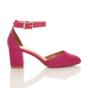 Fuchsia AJVANI Fuchsia Mid Block Heel Ankle Strap 2 Part Heels, Image 2 of 6
