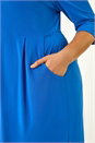 Royal Blue Curve Pocket Shift Midi Dress, Image 5 of 5