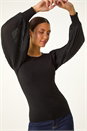 Black Chiffon Sleeve Knit Jumper, Image 4 of 5