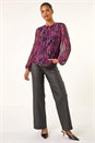 PINK Stripe Print Mesh Overlay Top, Image 2 of 5
