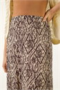 Chocolate Abstract Diamond Print Midi Skirt, Image 6 of 6
