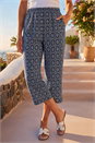 Navy Classic Aztec Print Cropped Trouser, Image 1 of 4