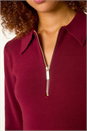 Wine Zip Detail Knitted Dress, Image 5 of 5