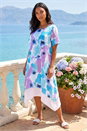 Blue Abstract Print Double Layer Shift Dress , Image 3 of 4