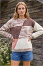 Neutral Textured Colour Block Knit Jumper, Image 1 of 4