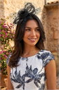 Black Spot Mesh Flower Fascinator, Image 1 of 4