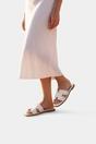 White iKrush White Aria Womens H-Strap Flat Slide Sandals, Image 4 of 8