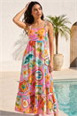 Pink Postcard Print Ric Rac Maxi Dress , Image 1 of 4