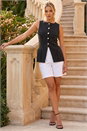 Black Dusk Pinstripe Stretch Waist Coat, Image 2 of 4