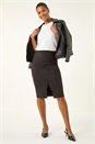 Black Faux Suede Pencil Stretch Skirt, Image 2 of 5