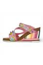 Pink Womens Leather Wedge Sandals - Balade 32, Image 5 of 7