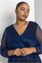 Royal Blue Curve Plisse Chiffon Wrap Midi Dress, Image 4 of 4