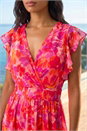 Orange Floral Bias Midi Dress, Image 4 of 4