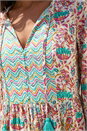 Teal Tie Front Frill Midi Dress, Image 4 of 4