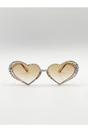 Brown Heart Sunglasses with Gem Detail in Champagne, Image 1 of 6