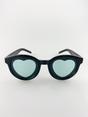 Black Plastic Round Frame Sunglasses with Heart Lenses, Image 1 of 3