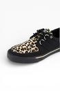 Black TUK Footwear Black Pointed Creeper Sneaker Leopard Canvas Shoes, Image 4 of 8