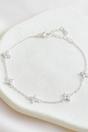 Silver Sterling Silver CZ Dainty Flower Charm Bracelet, Image 1 of 3