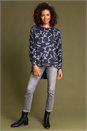 Dark Grey Abstract Animal Print Long Sleeve Top, Image 3 of 5