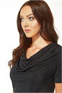 Black Tie Belt Cowl Neck Top, Image 4 of 5