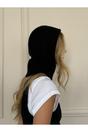 Black Knitted Black Balaclava with Snap Fastening, Image 2 of 5
