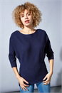 Midnight Blue Ribbed Batwing Jumper, Image 1 of 4