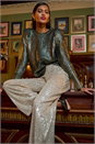Green Metallic Crew Neck Knit Jumper, Image 7 of 7