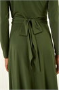 Forest  Twist Front Stretch Midi Dress, Image 5 of 5