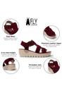 Red Womens Leather Wedge Sandals BAIC621FLY, Image 3 of 5