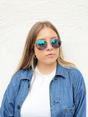 Silver Aviator Sunglasses With Blue Mirror Lenses, Image 5 of 5