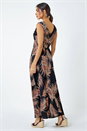 Rust Tropical Puff Print Wrap Maxi Dress, Image 3 of 5