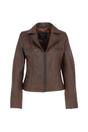 Brown 'Eva' Leather Biker Style Jacket Women Coat, Image 2 of 5