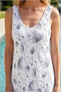 White Petite Printed Layered Midi Dress, Image 4 of 4