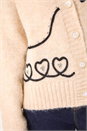 Ivory  Contrast Heart Detail Cardigan, Image 5 of 5