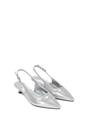 Silver Slingback Kitten Heel Court Shoes With Pointed Toe, Image 5 of 6