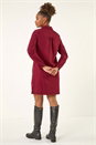 Wine Collared Shift Shirt Dress, Image 3 of 5