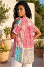 PINK Scarf Print Hotfix Buttoned Top, Image 3 of 4
