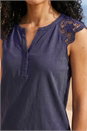 Navy  Lace Shoulder Vest Top, Image 4 of 4