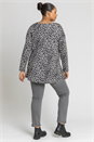 Grey Curve Mono Animal Print Top, Image 2 of 4