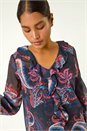 Purple Paisley Print Frill Top, Image 6 of 6