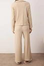 Stone WOVCOR Stone Crinkle Textured Revere Collar Long Sleeve Knit Wide Leg Pyjama Set, Image 3 of 3