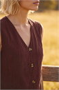 Chocolate Crinkle Button Up Front Blouse, Image 4 of 4