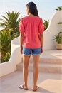 Red Shirred Neck Textured Top, Image 3 of 4