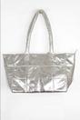 Silver Quilted Metallic Faux Leather Tote Bag, Image 1 of 2