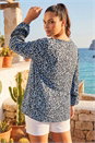 Blue Curve Animal Print Studded Top, Image 3 of 4