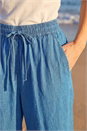 Blue Petite Washed Denim Look Trouser, Image 4 of 4
