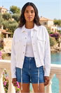 White Utility Collared Pocket Stretch Jacket, Image 1 of 4
