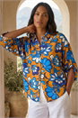 Orange Floral Button Up Blouse, Image 1 of 4